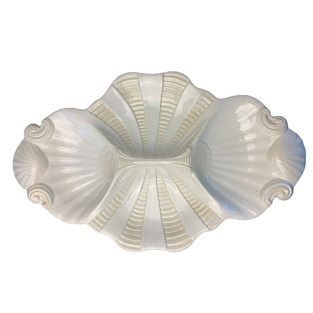 LENOX Butler's Pantry 4-Part Relish Dish White Shell Serving Platter 18”x11” GUC